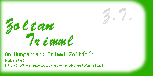 zoltan trimml business card